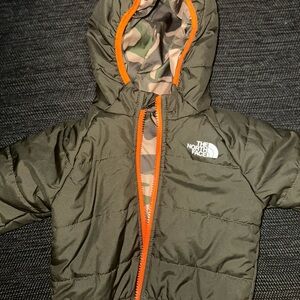 The North Face Green and Orange Puffer Jacket